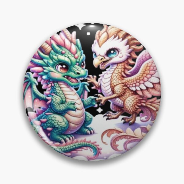 Item preview, Baby Dragon and Phoenix Playing Together – Magical Fantasy Illustration designed and sold by GraphGUY.