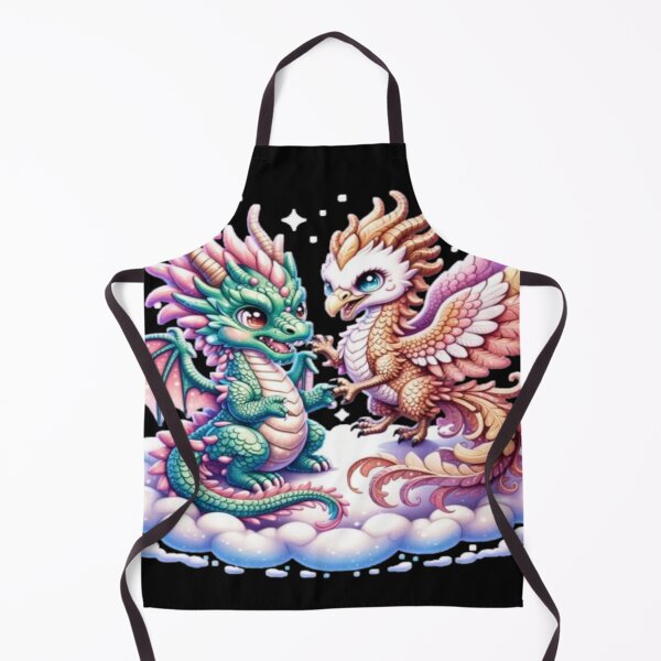 Item preview, Baby Dragon and Phoenix Playing Together – Magical Fantasy Illustration designed and sold by GraphGUY.