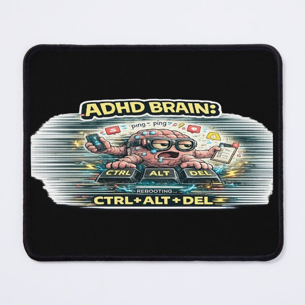 Item preview, ADHD Brain Ctrl Alt Del Funny Reset Tech Meme designed and sold by FeralMindStudio.