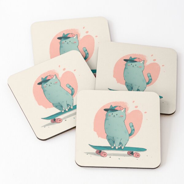 Item preview, Cat on skateboard wearing a cap designed and sold by anytka.