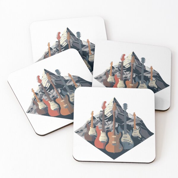 Item preview, Electric guitars in a geometric mountain landscape designed and sold by StormArte.