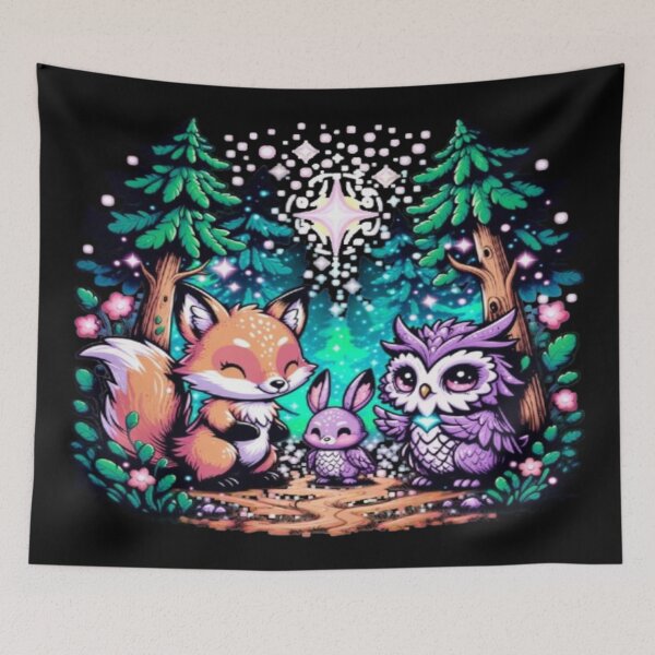 Item preview, Magical Forest Creatures Exploring an Enchanted Forest – Fantasy Illustration designed and sold by GraphGUY.