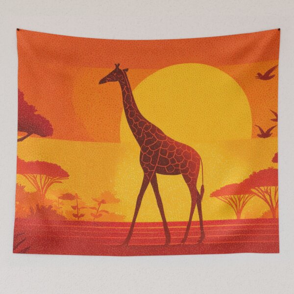 Item preview, Giraffe walks in sunset landscape designed and sold by anytka.