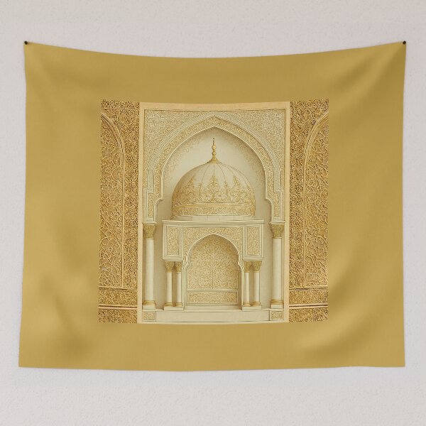 Item preview, Ornate Islamic Mihrab & Dome: Minimalist Palatial Architecture Illustration (V.1) designed and sold by D-Islamic.