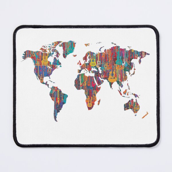 Item preview, Artistic world map with colorful guitars designed and sold by StormArte.