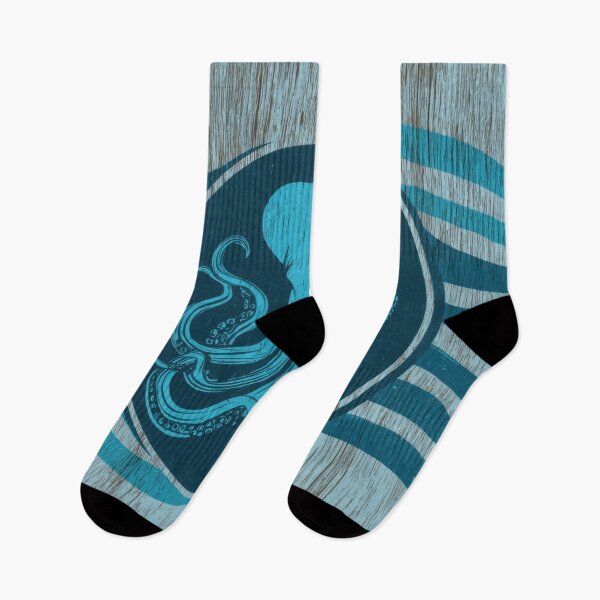 Item preview, Blue wood with octopus design designed and sold by anytka.