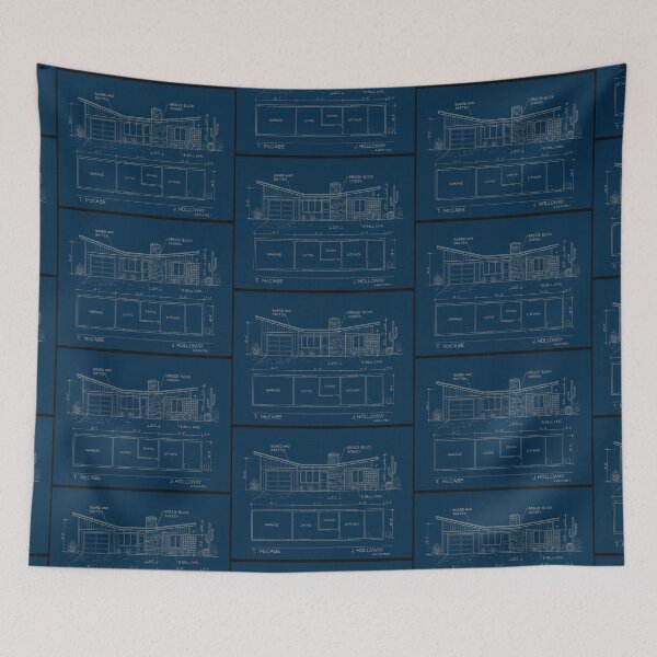 Item preview, Vintage Palm Springs Floor Plan 1 designed and sold by Jeffsredbubble.