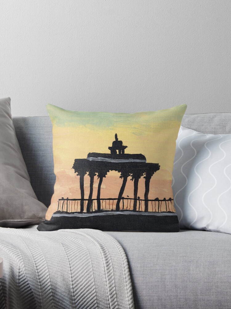 Thumbnail 1 of 3, Throw Pillow, Brighton's Bandstand at Sunset designed and sold by Aidas-art.