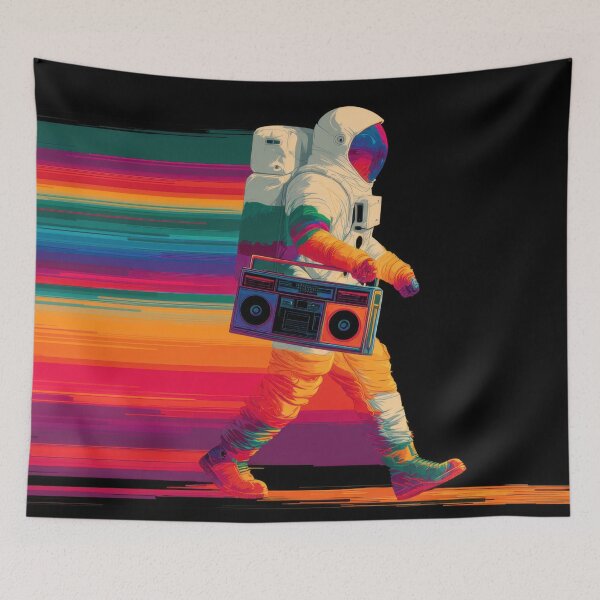Item preview, Space traveler walks with a boom box designed and sold by anytka.