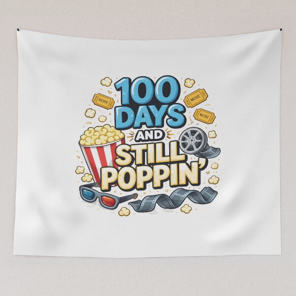 Item preview, 100 Days And Still Poppin Blue White Film Reel Popcorn 100th Day Of School Teacher Shirt designed and sold by JaaCreativeShop.