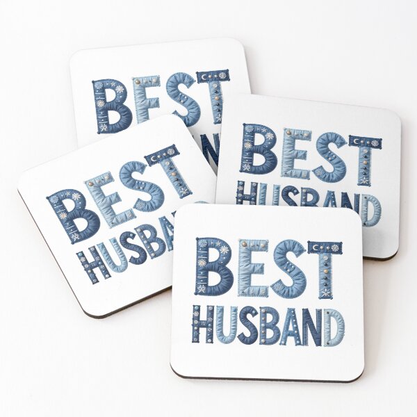 Item preview, BEST HUSBAND - IN BLUE FAUX LETTERING designed and sold by AlexOBrienArt.