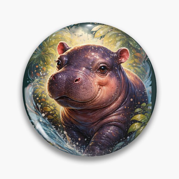 Item preview, Pygmy Hippo Jungle Splash Portrait designed and sold by Create Nest.