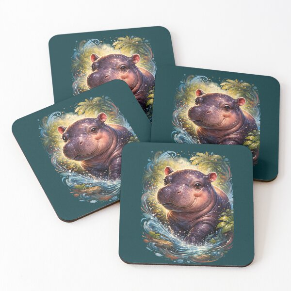 Item preview, Pygmy Hippo Jungle Splash Portrait designed and sold by Create Nest.