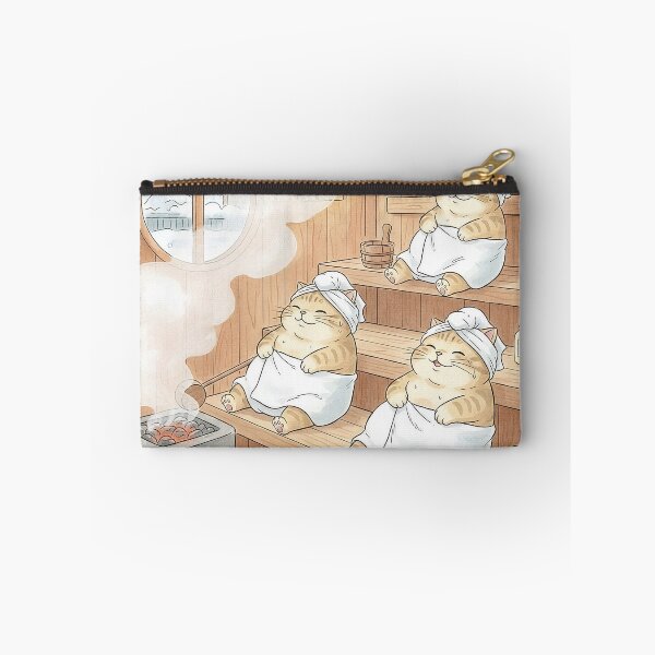 Item preview, Chubby Senior Cats Relaxing in a Traditional Japanese Sauna, Cute Watercolor Children's Book Style. designed and sold by André Ramos Ielo.