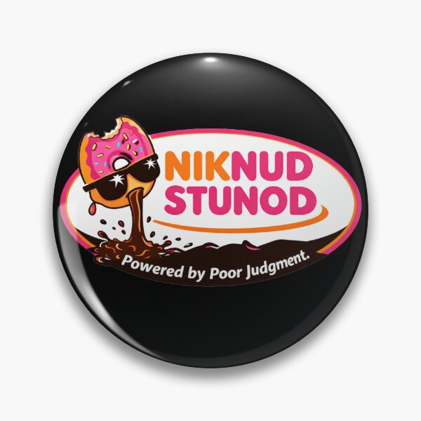 Item preview, Niknud Stunod Parody Shirt – Powered by Poor Judgment Funny Donut Logo Tee designed and sold by Forged in the Warp.