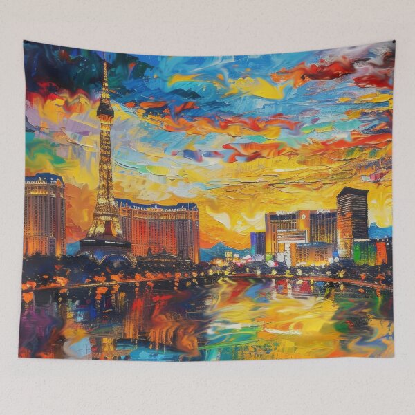 Item preview, Las Vegas Strip – Impressionist Eiffel Tower Sunset designed and sold by SkylineVistas Designs.