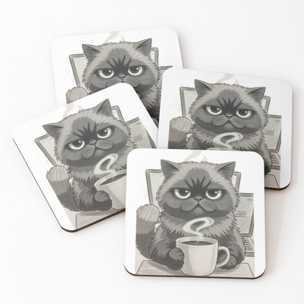 Item preview, Cat at work drinking his coffee designed and sold by UrbanView.