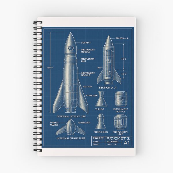 Item preview, Futuristic Rocket Blueprint 2 designed and sold by Jeffsredbubble.