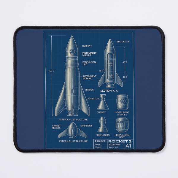 Item preview, Futuristic Rocket Blueprint 2 designed and sold by Jeffsredbubble.
