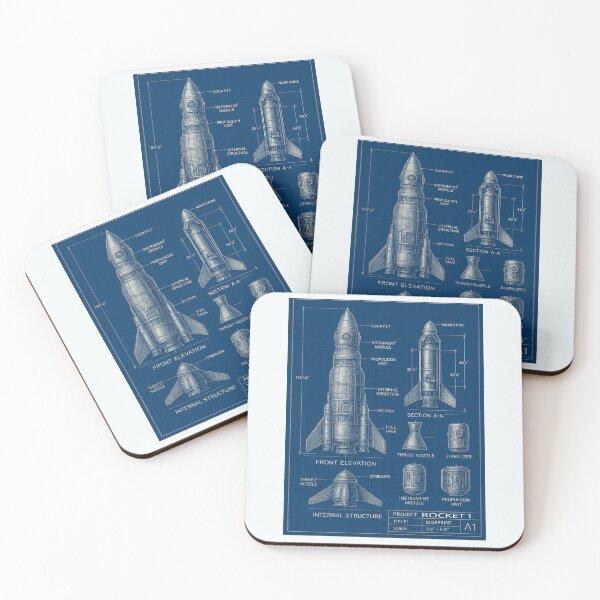 Item preview, Futuristic Rocket Blueprint designed and sold by Jeffsredbubble.