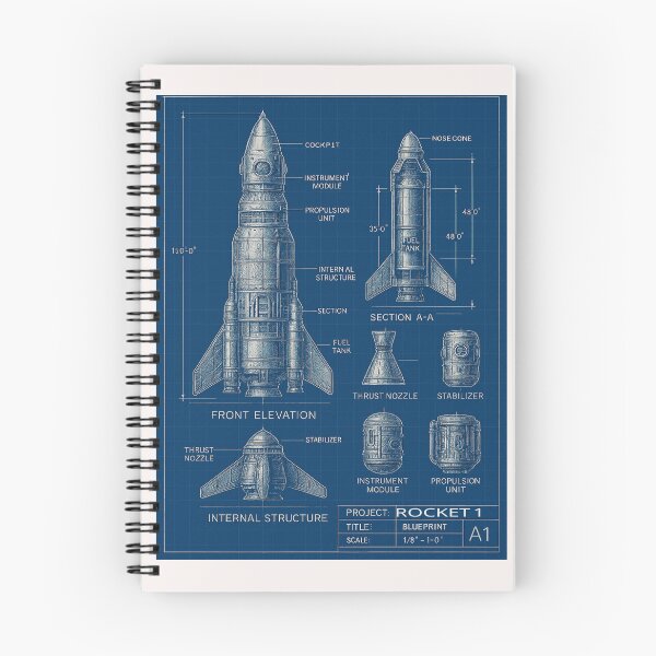 Item preview, Futuristic Rocket Blueprint designed and sold by Jeffsredbubble.