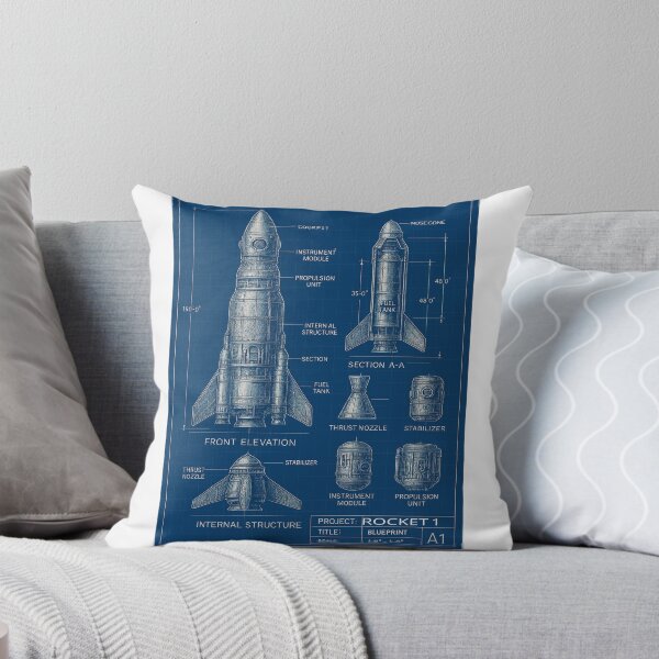 Item preview, Futuristic Rocket Blueprint designed and sold by Jeffsredbubble.