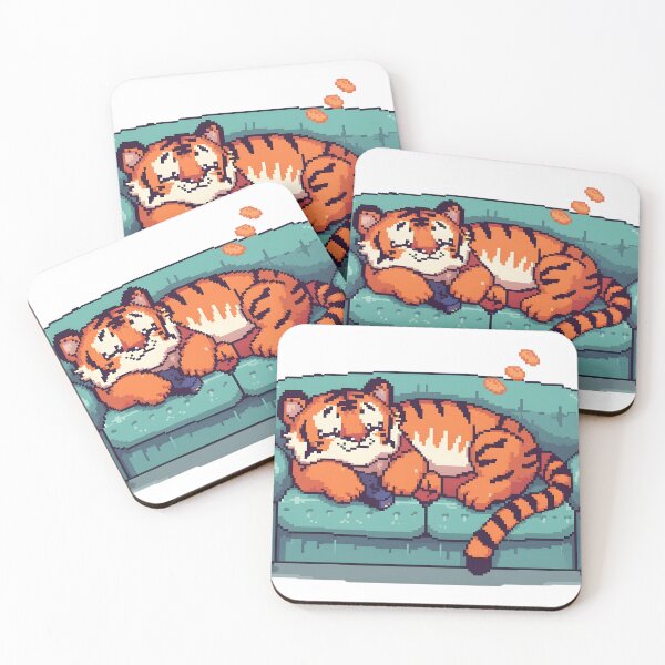Item preview, Weekend Mode Tiger - Cozy Home & Chill Pixel Art designed and sold by Early-Summer.