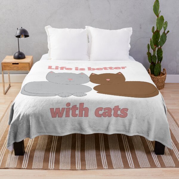 Item preview, Life Is Better With Cats – Cute Grey and Brown Cat Illustration, Cat Lover Quote Design designed and sold by ValeriesGallery.