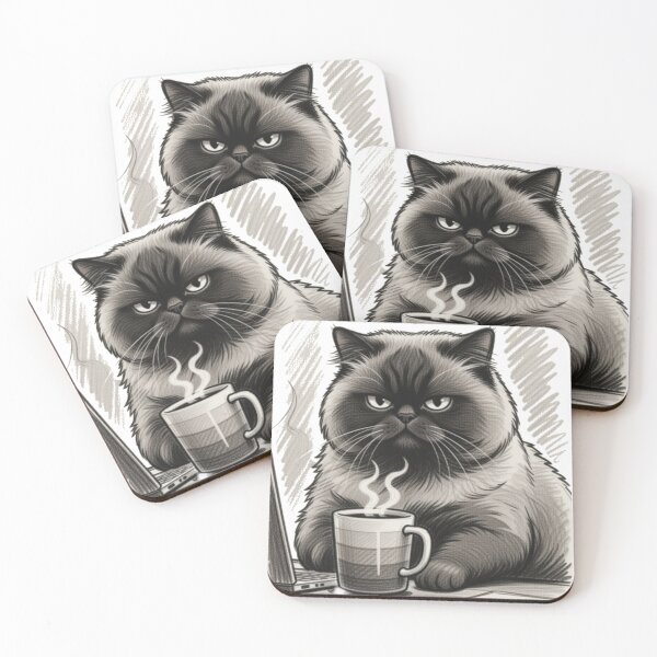 Item preview, Cat drinking its morning coffee at work designed and sold by UrbanView.