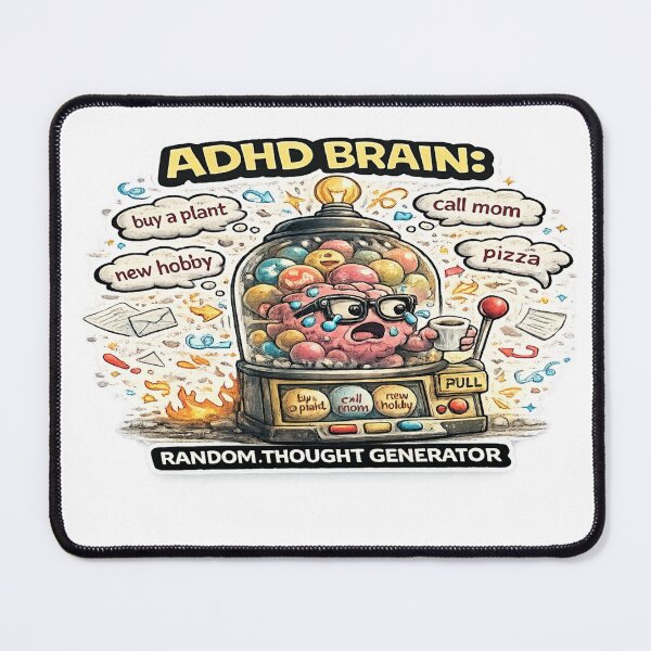 Item preview, ADHD Brain Random Thought Generator Funny Meme Design designed and sold by FeralMindStudio.