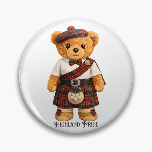 Item preview, Cute Scottish Teddy Bear in Tartan Kilt Playing Bagpipes - Highlander Art ??????? designed and sold by CuteBear87.