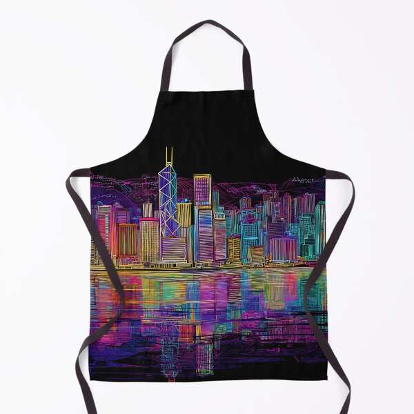 Item preview, Hong Kong Futuristic Neon Skyline – Cool Spectrum designed and sold by SkylineVistas Designs.