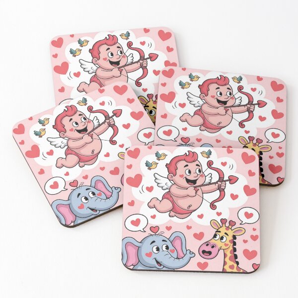 Item preview, Cupid's Lovestruck Animals | Cute Valentine's Day Cartoon designed and sold by Midnight Veil Designs.