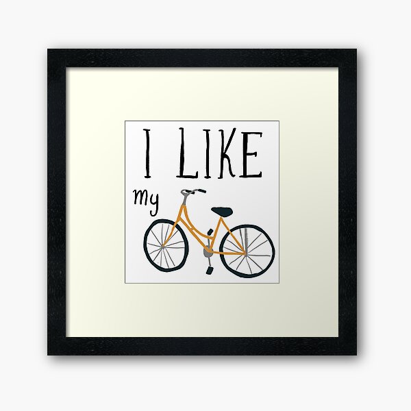 I like my bike - cute yellow bicycle Framed Art Print