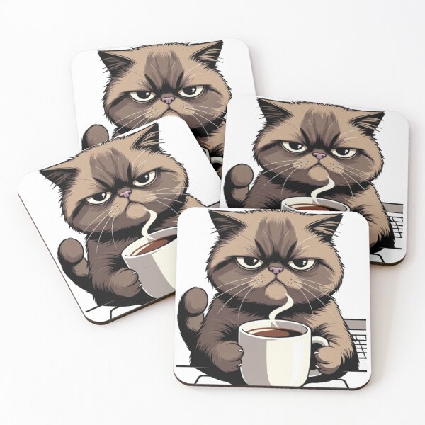 Item preview, Cat drinking its coffee at work designed and sold by UrbanView.