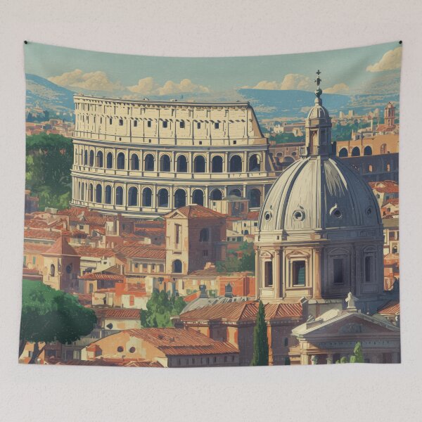 Item preview, Rome Vintage Poster – Colosseum Cityscape designed and sold by SkylineVistas Designs.