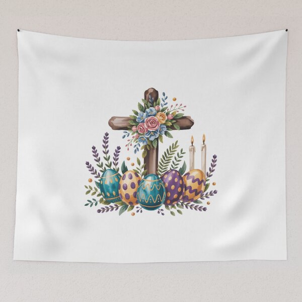 Item preview, Easter Cross with Decorated Eggs designed and sold by jkrphoto.