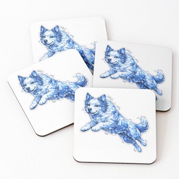 Item preview, Blue Crystal Fluffy Dog Jumping Pose designed and sold by CLOUTKULT.
