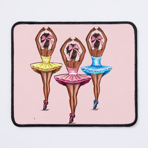 Item preview, African American  ballerina brown skin ballerinas with pink bows. Top 100 best ballet gifts designed and sold by Artonmytee.