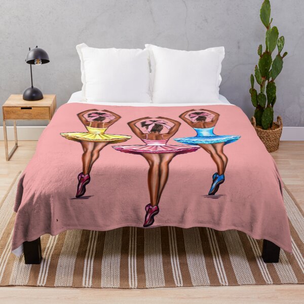 Item preview, African American  ballerina brown skin ballerinas with pink bows. Top 100 best ballet gifts designed and sold by Artonmytee.