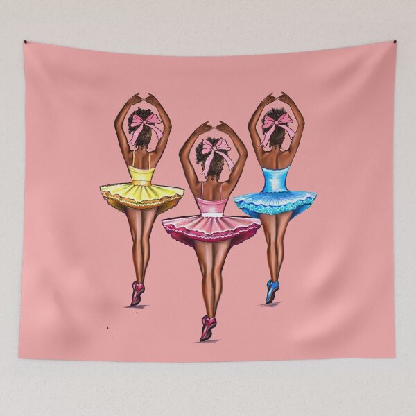 Item preview, African American  ballerina brown skin ballerinas with pink bows. Top 100 best ballet gifts designed and sold by Artonmytee.