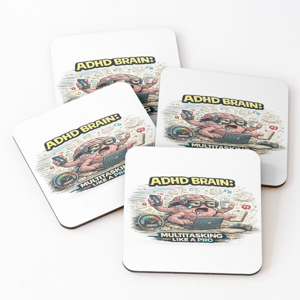Item preview, ADHD Brain Multitasking Like a Pro Funny Productivity Meme designed and sold by FeralMindStudio.