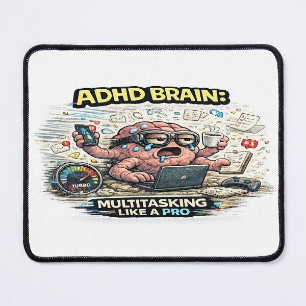 Item preview, ADHD Brain Multitasking Like a Pro Funny Productivity Meme designed and sold by FeralMindStudio.