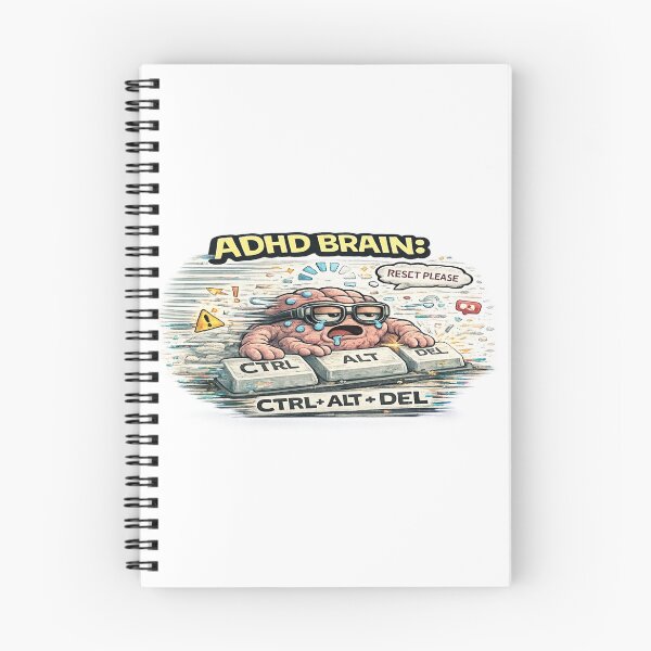 Item preview, ADHD Brain Ctrl Alt Del Funny Reset Meme Sticker designed and sold by FeralMindStudio.