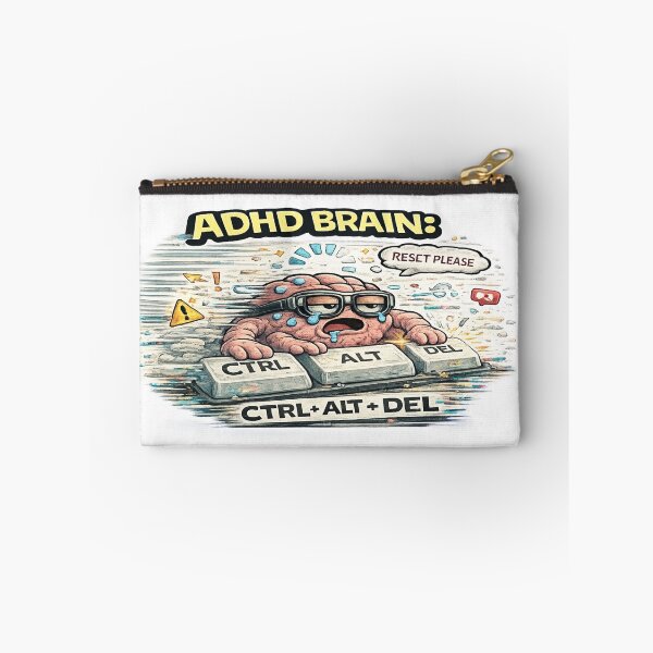 Item preview, ADHD Brain Ctrl Alt Del Funny Reset Meme Sticker designed and sold by FeralMindStudio.