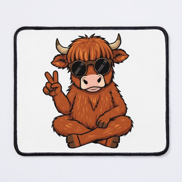 Item preview, Cool Highland Cow Peace Sign - Scottish Heilan Coo in Sunglasses designed and sold by Loom on the Loch.