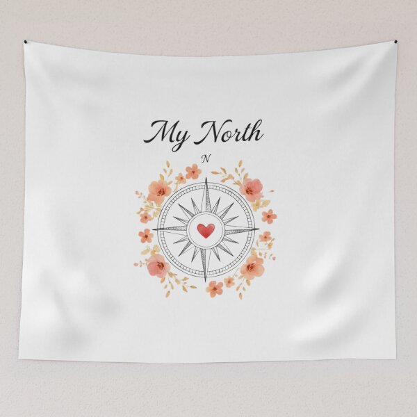 Item preview, "My North: Compass Rose with Warm Watercolor Florals" designed and sold by Blue Bird  Designs.