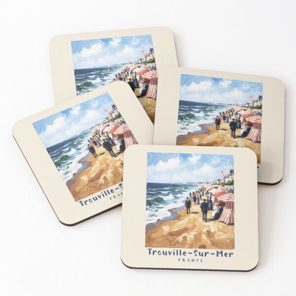 Item preview, Trouville-sur-Mer France Impressionist Beach Art - Normandy Coast designed and sold by FrancophileFun.