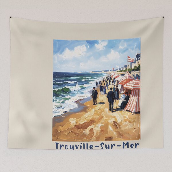Item preview, Trouville-sur-Mer France Impressionist Beach Art - Normandy Coast designed and sold by FrancophileFun.