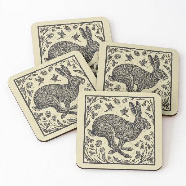 Item preview, Floral Hare Folk Art Vintage Woodland Animal    designed and sold by Y-Vibes.